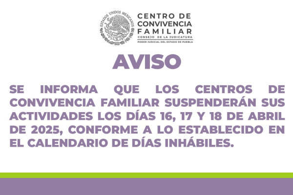 Suspensión de Actividades los días 16,17 y 18 de Abril 2025
