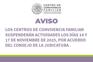 Los Centros de Atención de Convivencia Familiar Suspenderán Actividades los Días 14 y 17 de Noviembre de 2025.